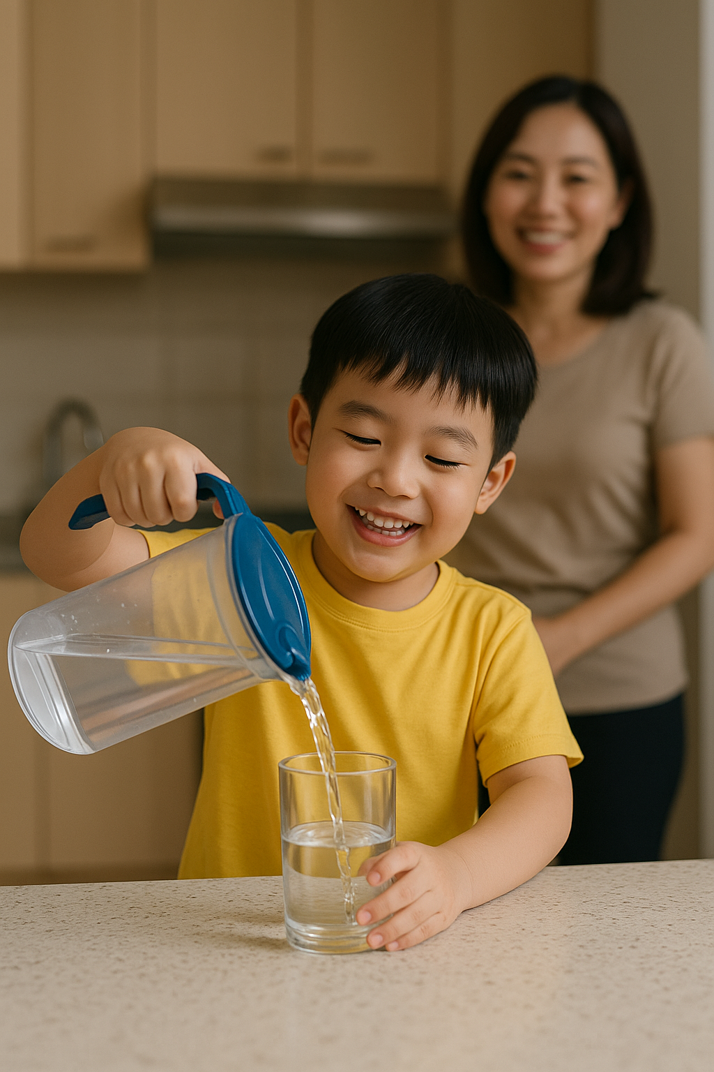 Trẻ tự kỷ đang học kỹ năng tự lập như tự ăn, tự mặc đồ tại nhà